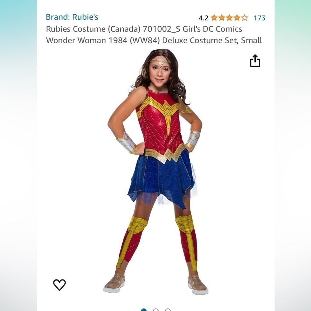 GUC: kids Wonder Woman  costume. Size 5-7 *missing one of the arm bands